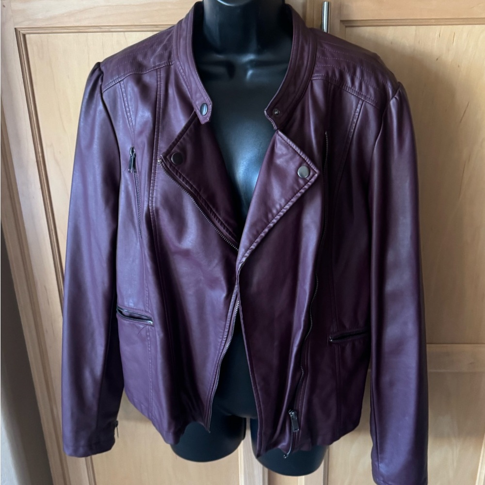 Plum Faux Leather Jacket